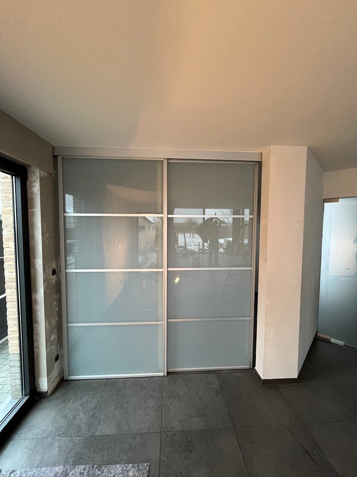2 delig schuifdeur met melkglas, Doe-het-zelf en Bouw, Ophalen, Gebruikt, Binnendeur, Schuifdeur