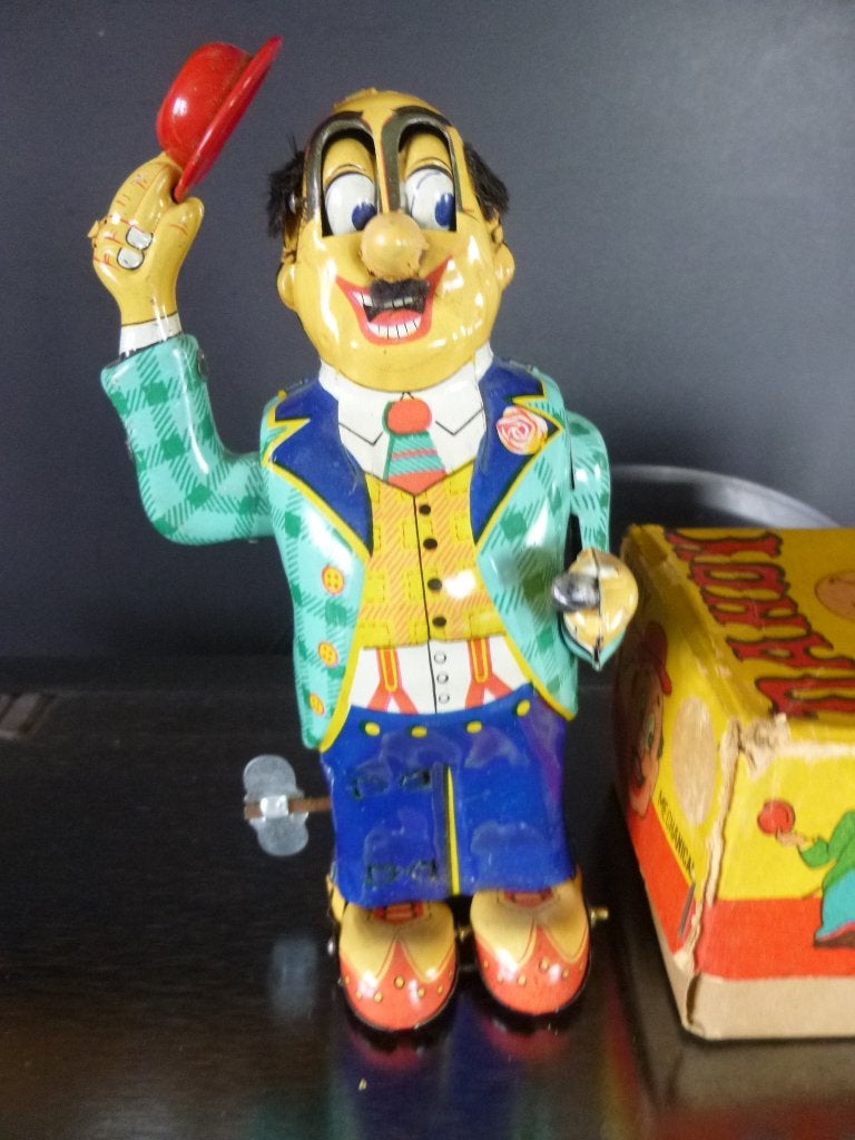 Clown automate ancien en tôle (mécanisme parfait), Antiquités & Art, Antiquités | Jouets, Enlèvement ou Envoi