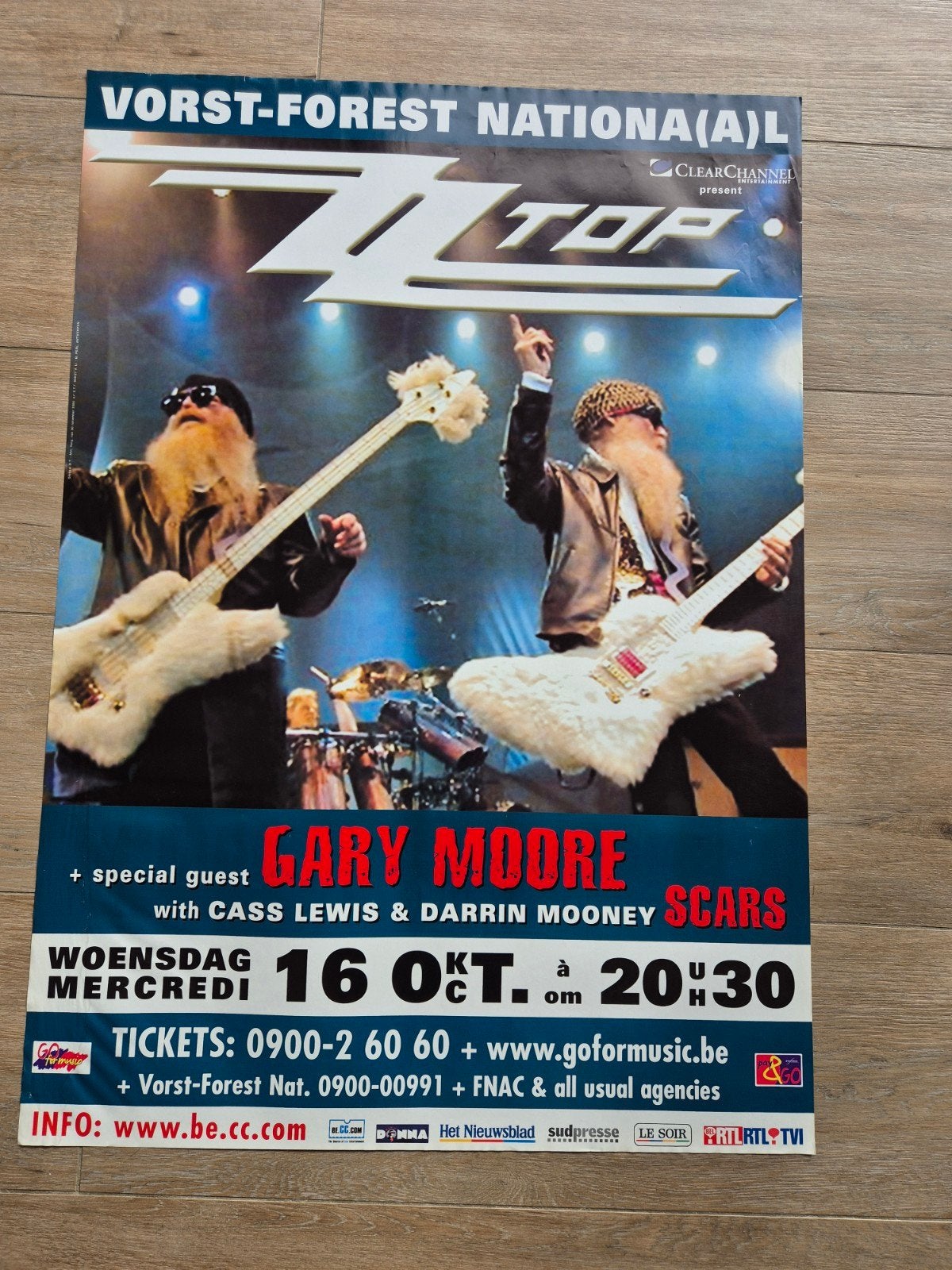 Affiche du concert ZZTop +Gary Moore Forest Forest National, Enlèvement ou Envoi, Comme neuf, Musique