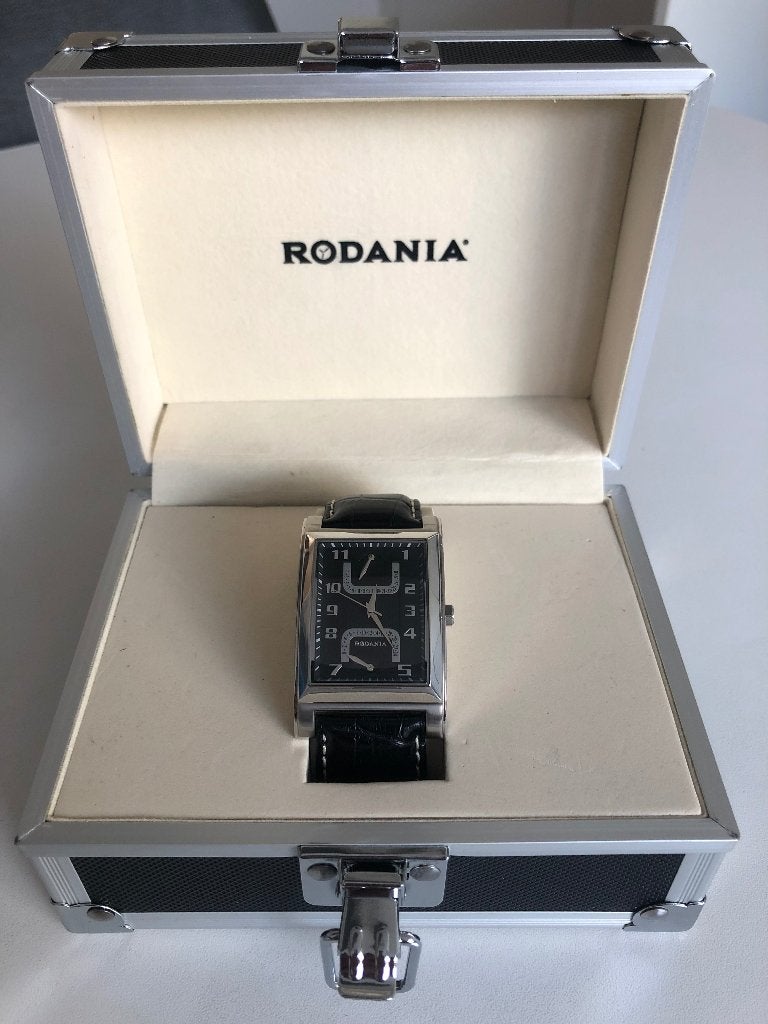 Rodania herenhorloge in nieuwstaat, Handtassen en Accessoires, Horloges | Heren, Leer, Staal, Polshorloge, Zo goed als nieuw