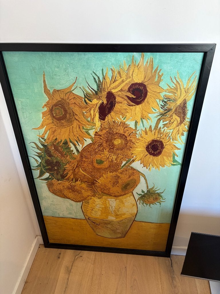 Vaas met twaalf zonnebloemen - Van Gogh, Ophalen, Impressionistisch, Ingelijst, Bloemen