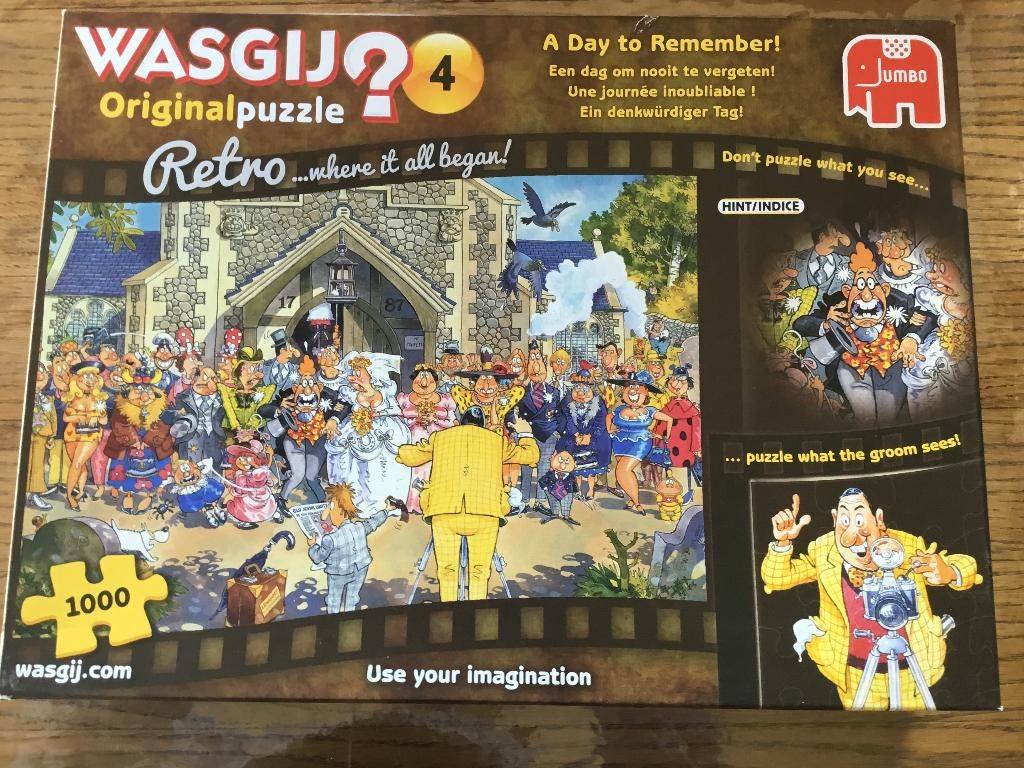 Puzzel Jumbo 1000 stukjes Wasgij original 4 retro, Enlèvement ou Envoi, 500 à 1500 pièces, Utilisé, Puzzle