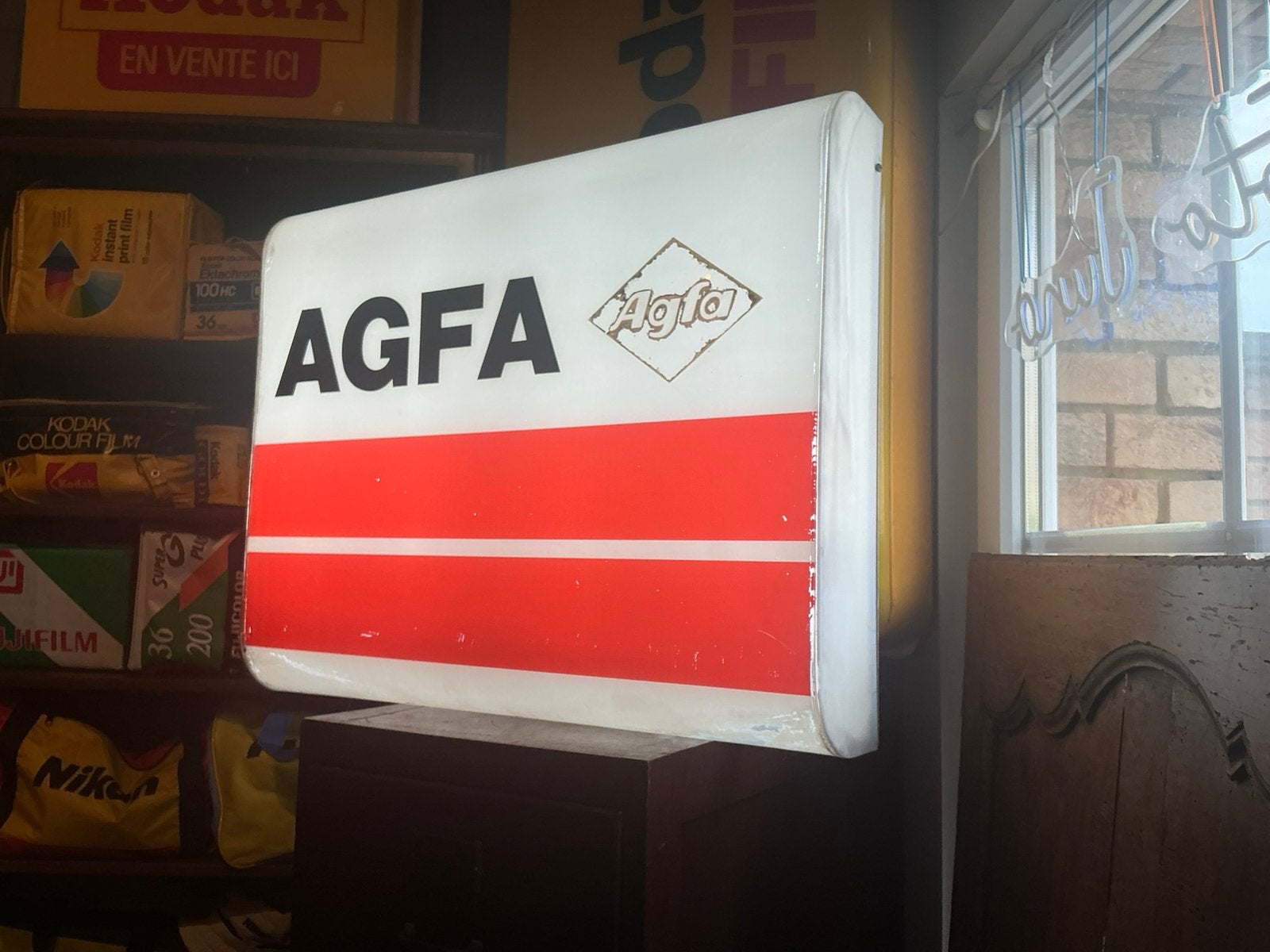 Boîte à lumière/panneau d'affichage vintage Agfa — Restauré, Collections, Enlèvement, Utilisé, Table lumineuse ou lampe (néon)
