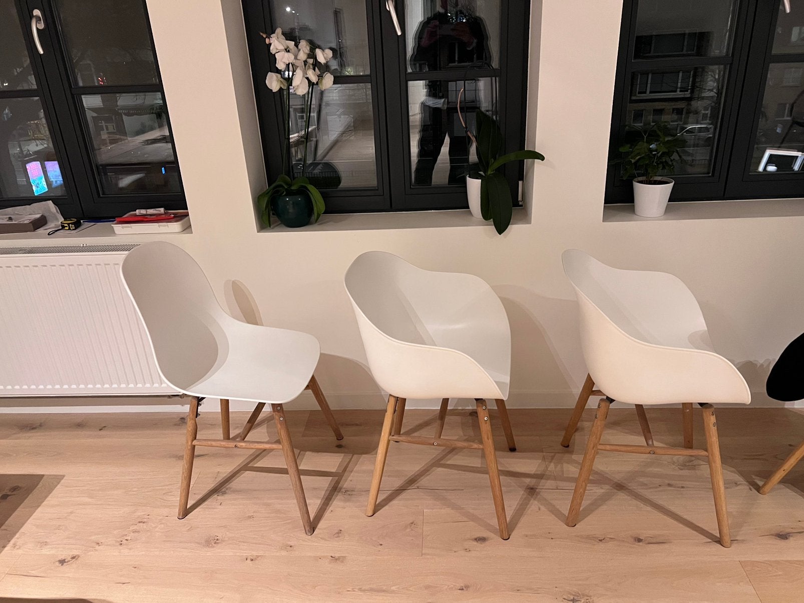 Witte keukentafel stoelen (3 stoelen), Maison & Meubles, Chaises, Enlèvement, Utilisé, Blanc, Trois