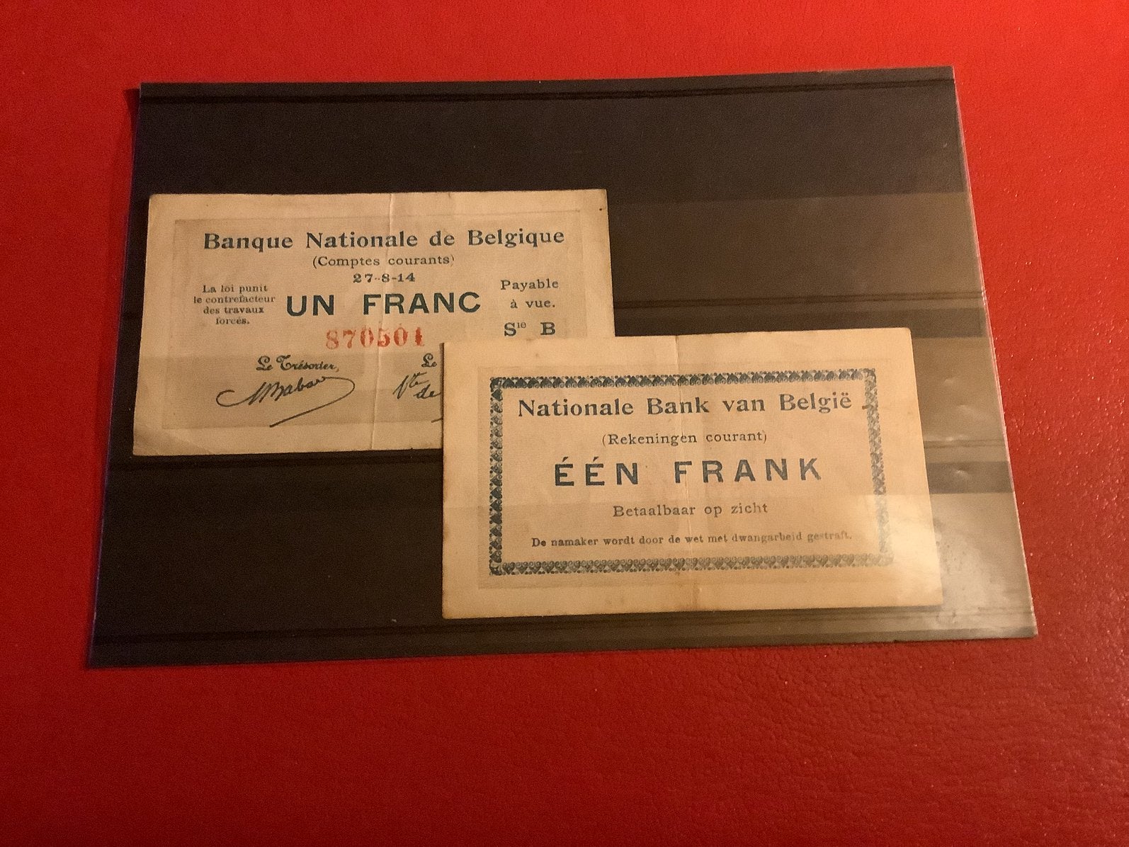 Bankbiljet Belgie 1 frank 1914, Ophalen of Verzenden, Los biljet