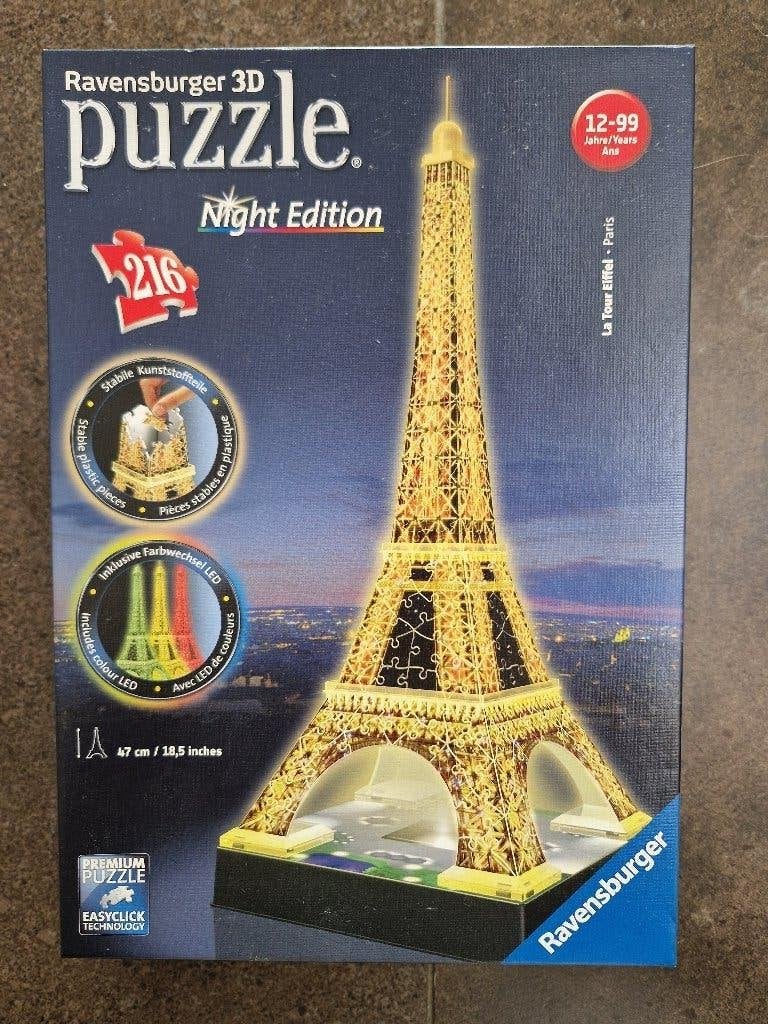 3D puzzel Eiffeltoren - Special Night Edition, Hobby & Loisirs créatifs, Enlèvement ou Envoi, Moins de 500 pièces, Utilisé, Rubik's Cube ou Puzzle 3D