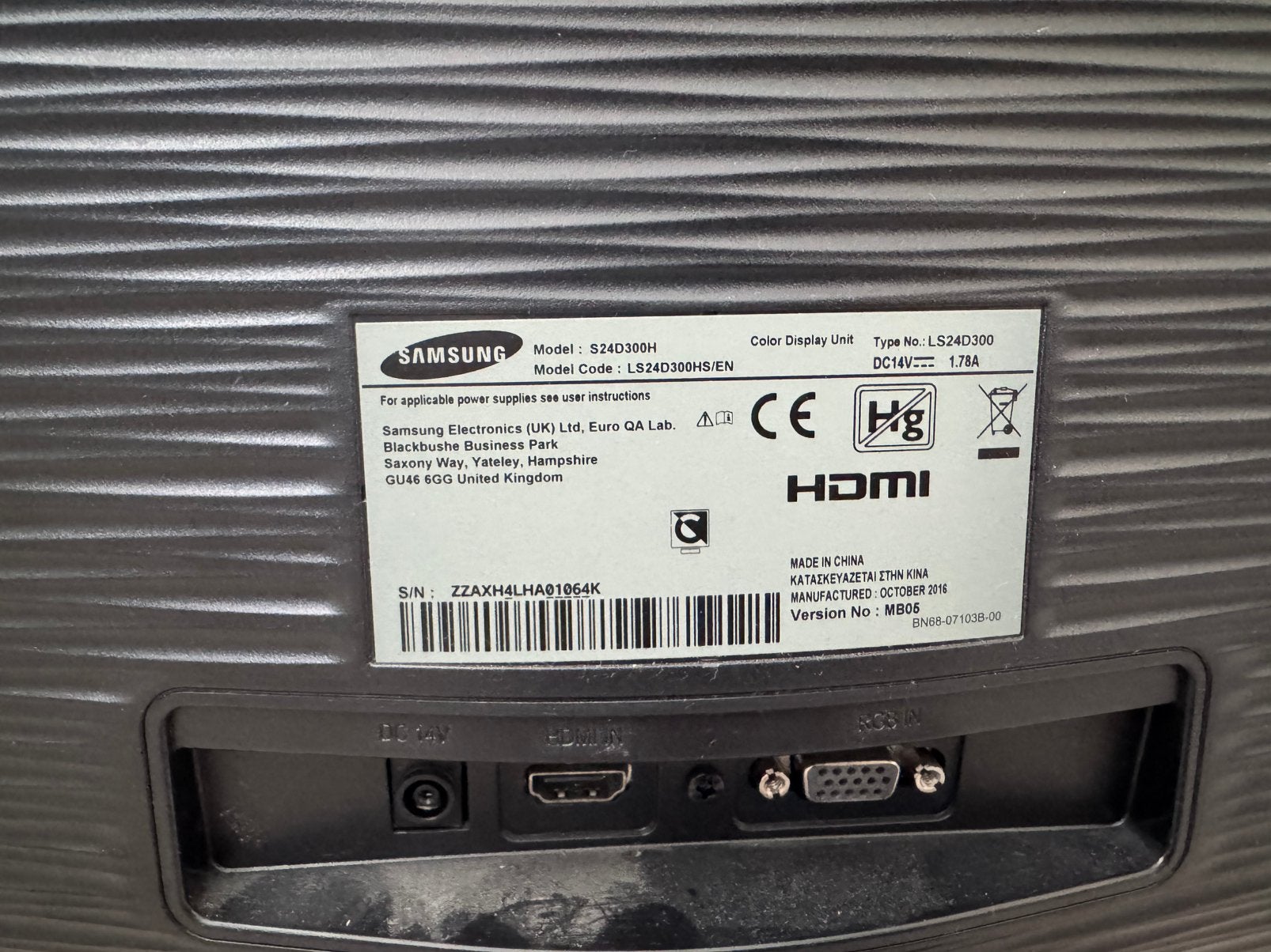 Samsung monitor met lader, Computers en Software, Ophalen, Gebruikt