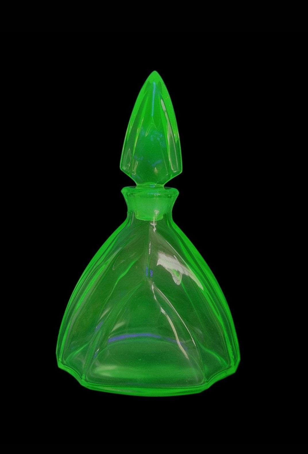 Uranium of annagroen glazen Art Deco karafje met dop, jaren, Ophalen of Verzenden