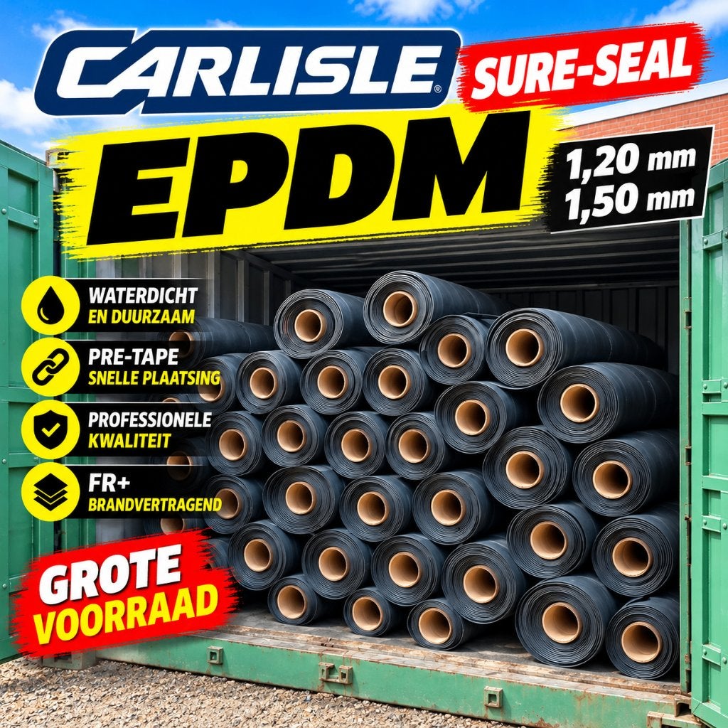 Carlisle Sure-Seal EPDM FR en Pre-tape  vanaf € 7,50/m², Doe-het-zelf en Bouw, Ophalen, Overige materialen, Zwart, Nieuw