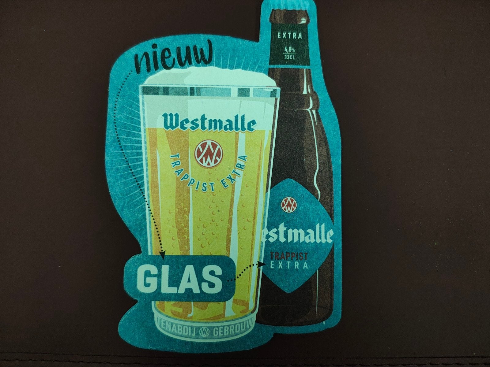Bierviltje WESTMALLE : EXTRA (Glas), Verzamelen, Ophalen of Verzenden, Nieuw, Viltje(s), Overige merken