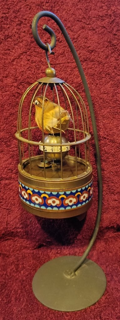 Vintage vogelkooi cloisonné email klok te koop., Enlèvement