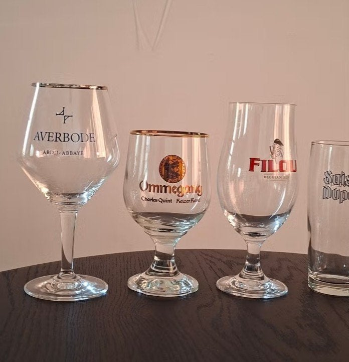 5 bierglazen: Saison Dupont, Filou, Tournay, Averbode, Ommeg, Verzamelen, Ophalen of Verzenden, Gebruikt