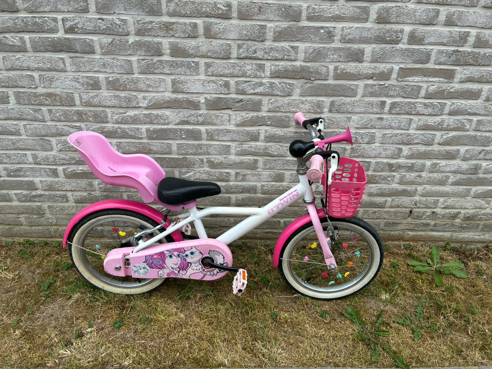 Meisjesfiets Btwin 16 inch met zijwieltjes heel goede staat, Ophalen, Gebruikt, 16 tot 20 inch, Zijwieltjes