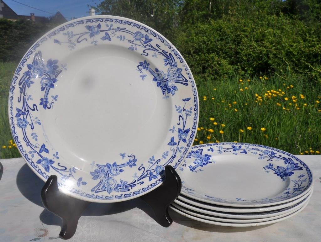 6 assiettes plate boch frere keramis decor rosa, Enlèvement ou Envoi