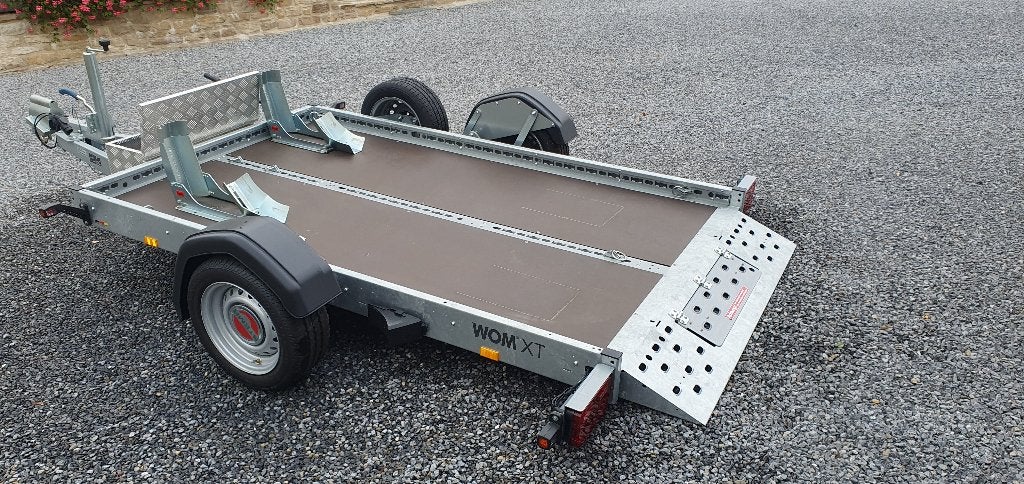 REMORQUE TRAILER 2 MOTOS - WOM-XT HYDRAULIQUE FULL EQUIPEE, Enlèvement, Comme neuf