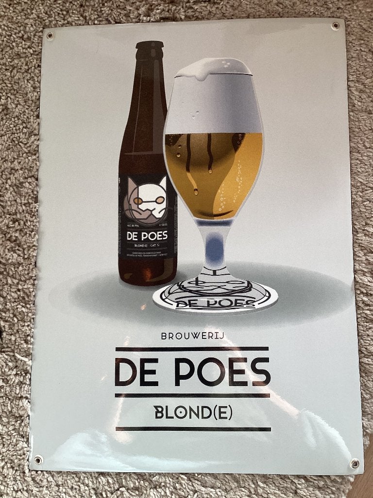 Emaille Bord , De Poes Blonde 2025 Nieuwstaat, Verzamelen, Ophalen of Verzenden, Nieuw, Reclamebord