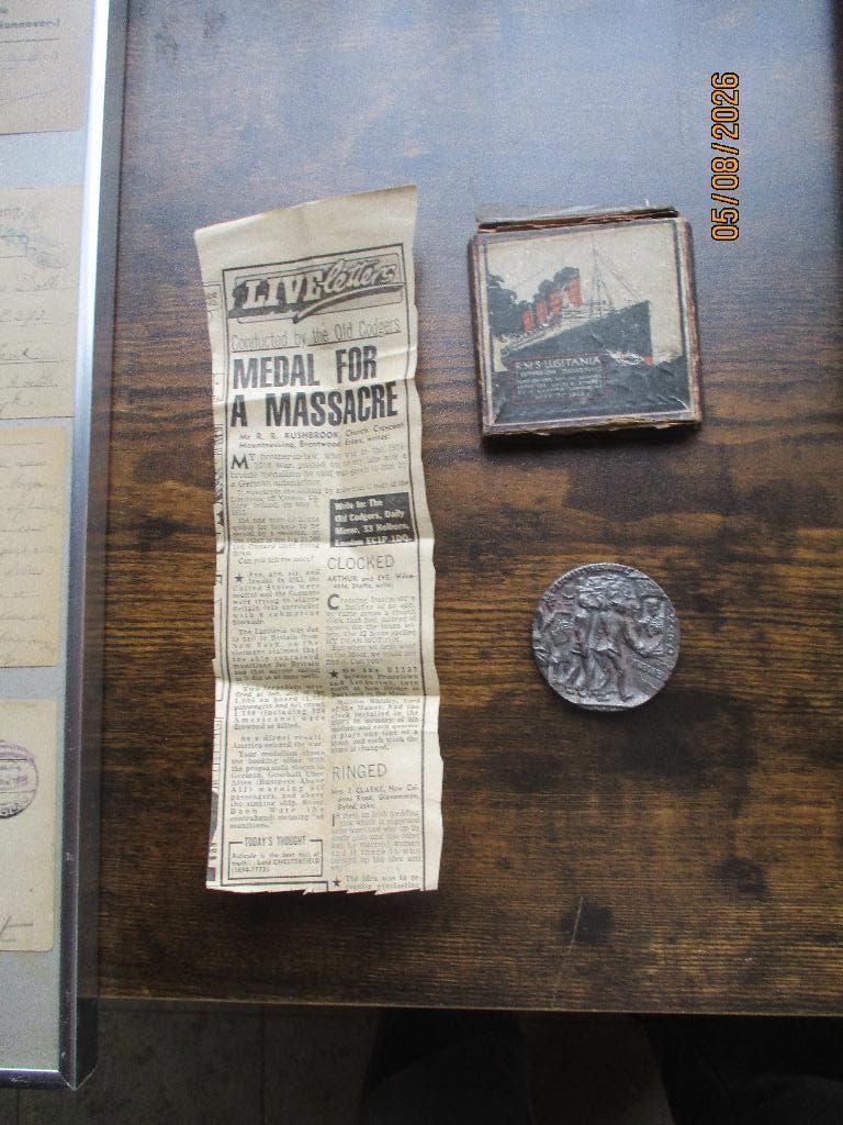 Britse kopie Duitse medaille Lusitania, Verzenden