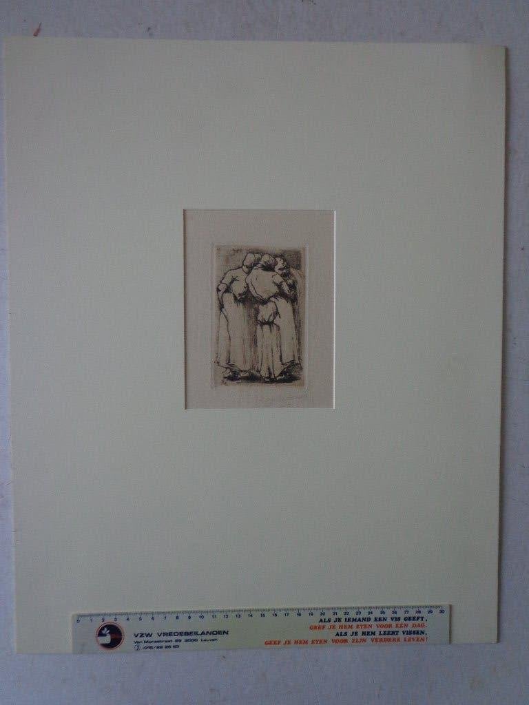 gesigneerde ets Eugène Laermans "De nieuw geborene", Antiquités & Art, Art | Eaux-fortes & Gravures, Eau-forte, Signé, Avec monogramme