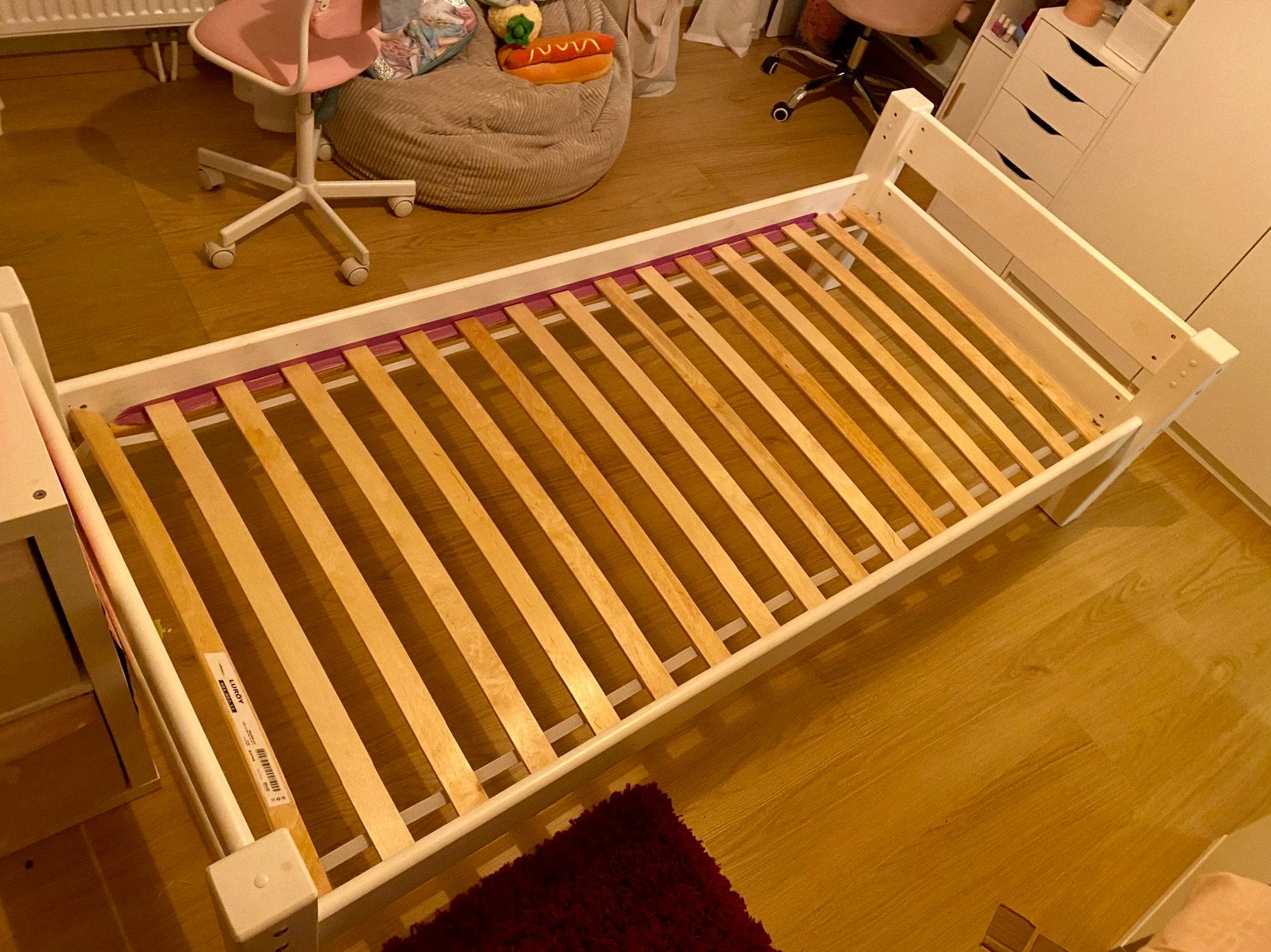 Degelijk eenpersoonsbed wit, Ophalen, Gebruikt, 180 cm of meer, 85 tot 100 cm
