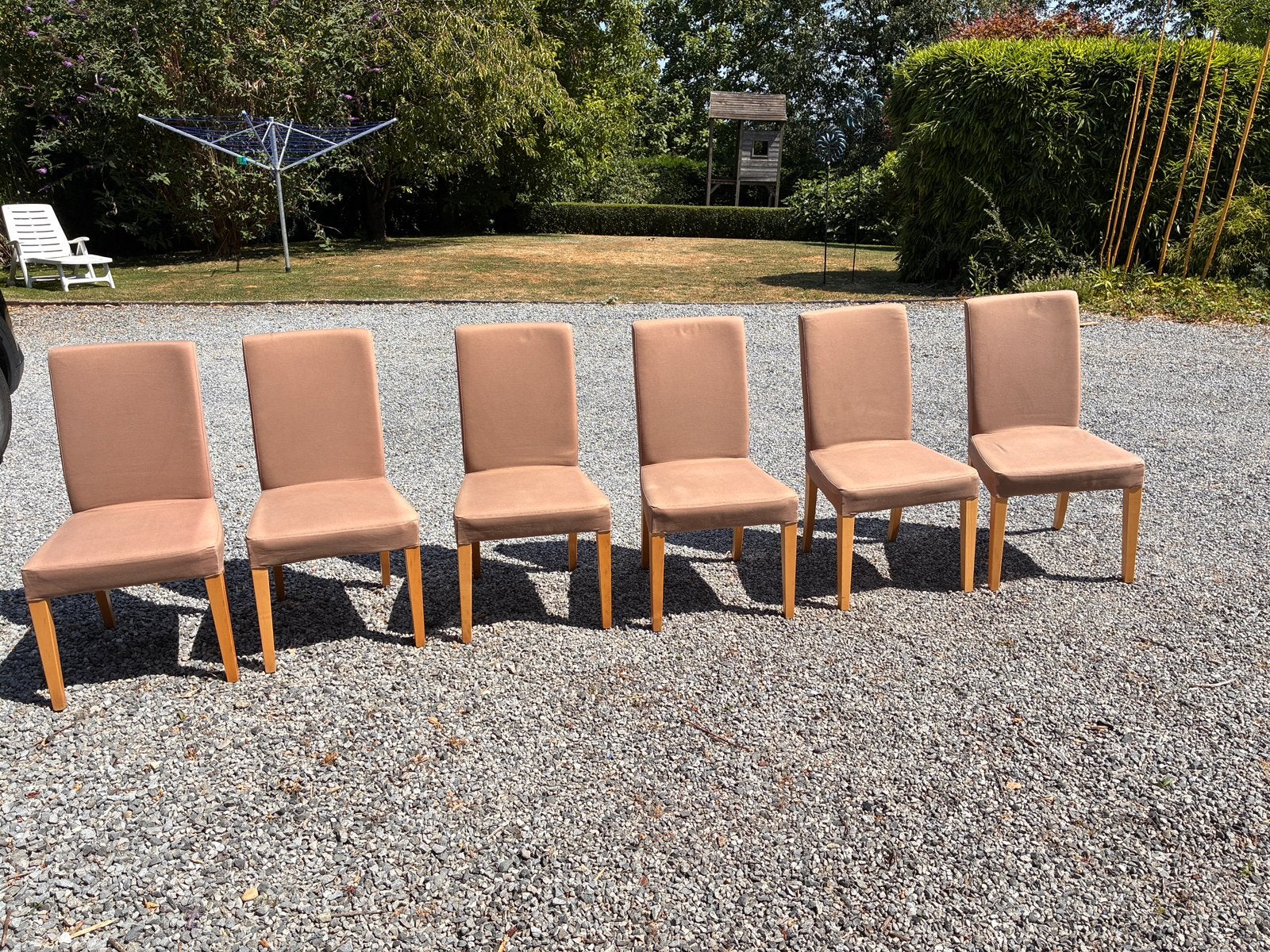 Lot de 6 chaises déhoussables, Maison & Meubles, Brun, Enlèvement, Tissus, Cinq, Six Chaises ou plus