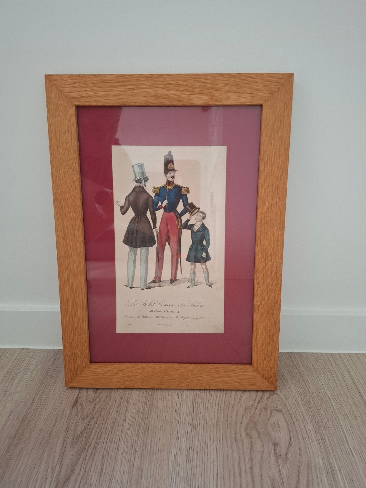 Handgekleurde lithografie 1836 - heren- en militaire mode., Antiek en Kunst, Kunst | Litho's en Zeefdrukken, Origineel, Ophalen