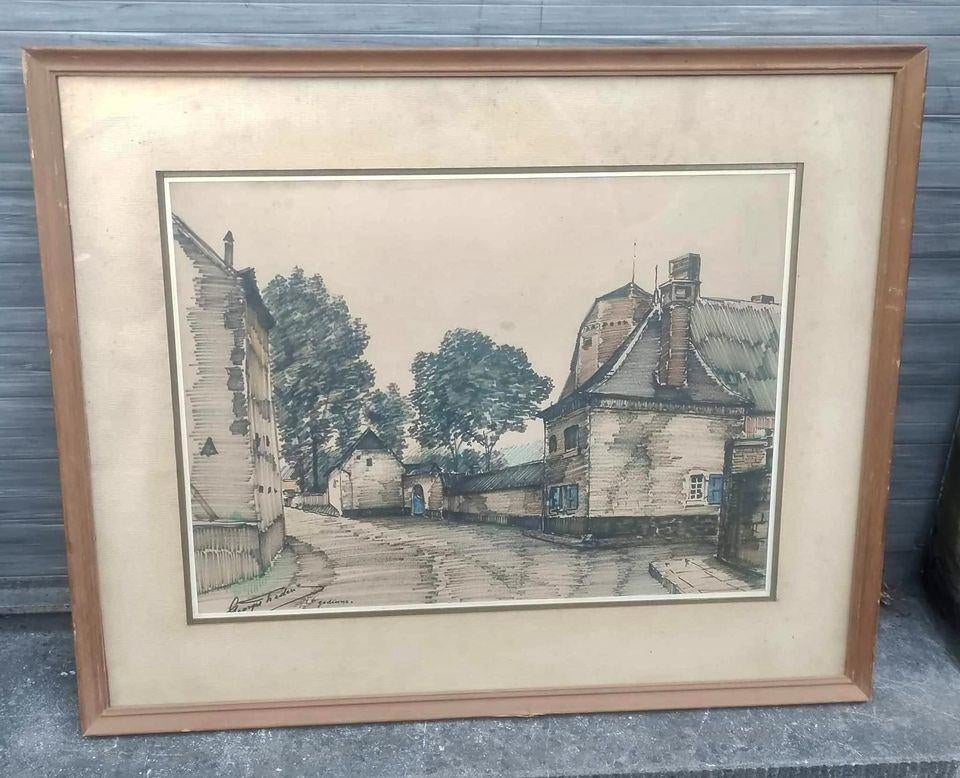 Dessin ruelle signe Georges frederic, Antiek en Kunst, Ophalen of Verzenden