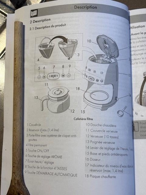 Verseuse pour  percolateur Smeg, Electroménager, Café moulu, Comme neuf, 4 à 10 tasses, Enlèvement