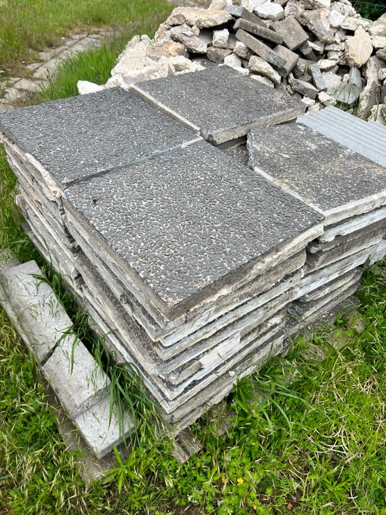 Betontegels 50x50 +-160-170st, Tuin en Terras, Tegels en Klinkers, Ophalen, Gebruikt, 10 m² of meer, Beton