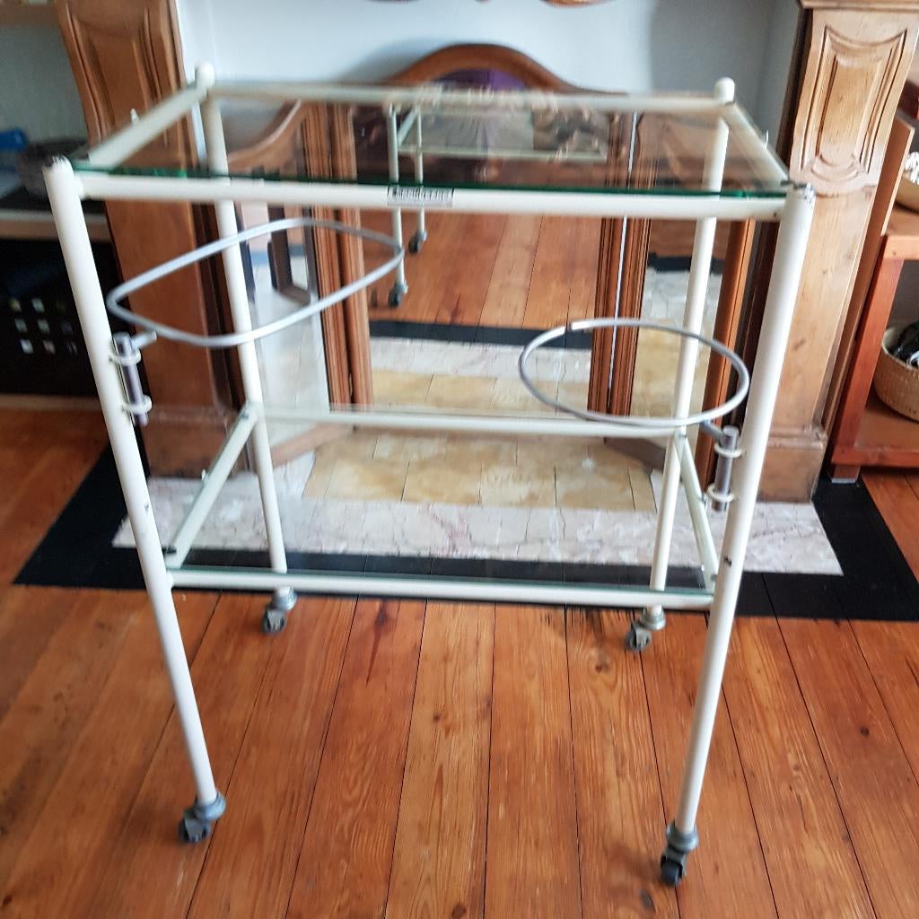 Desserte médicale vintage Manubelge années 50 - 60, Verre, 50 à 100 cm, Enlèvement, Utilisé