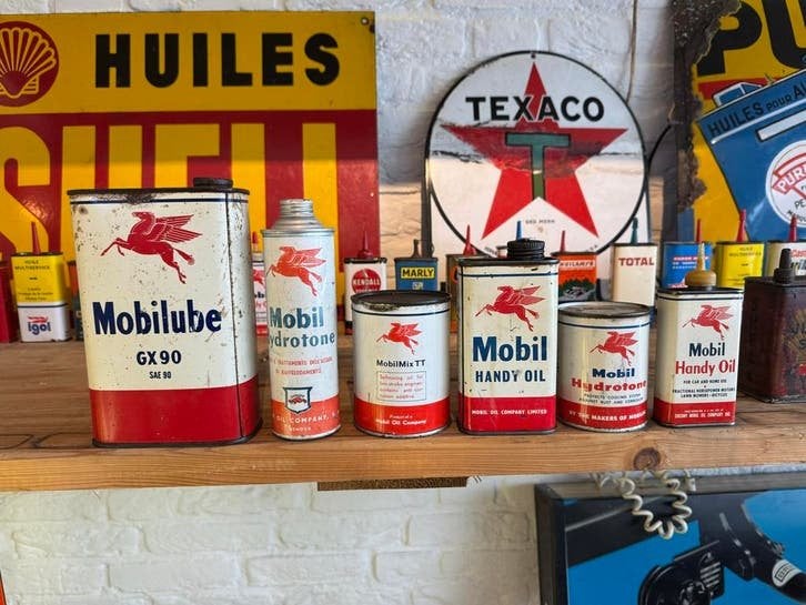 Vintage Mobil Olieblikken - Diverse Matchende Collectie
