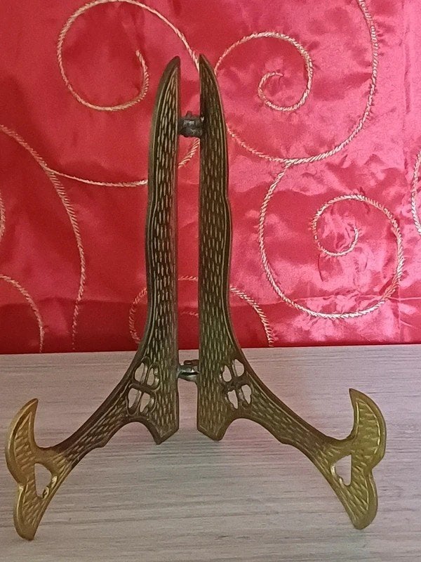 Ancien chevalet de table en laiton doré Présentoir pliable, Envoi, Autres matériaux
