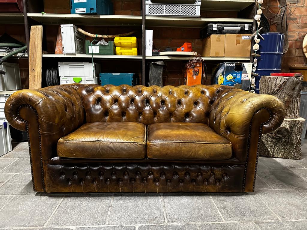 Mooie lederen Chesterfield zetel, 75 à 100 cm, Chesterfield, 150 à 200 cm, Enlèvement