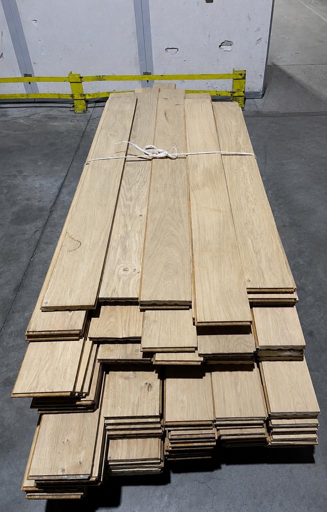 Oud massief eiken Franse parket 32 m2 - 17 cm breed, Enlèvement, Comme neuf, Bois, Parquet