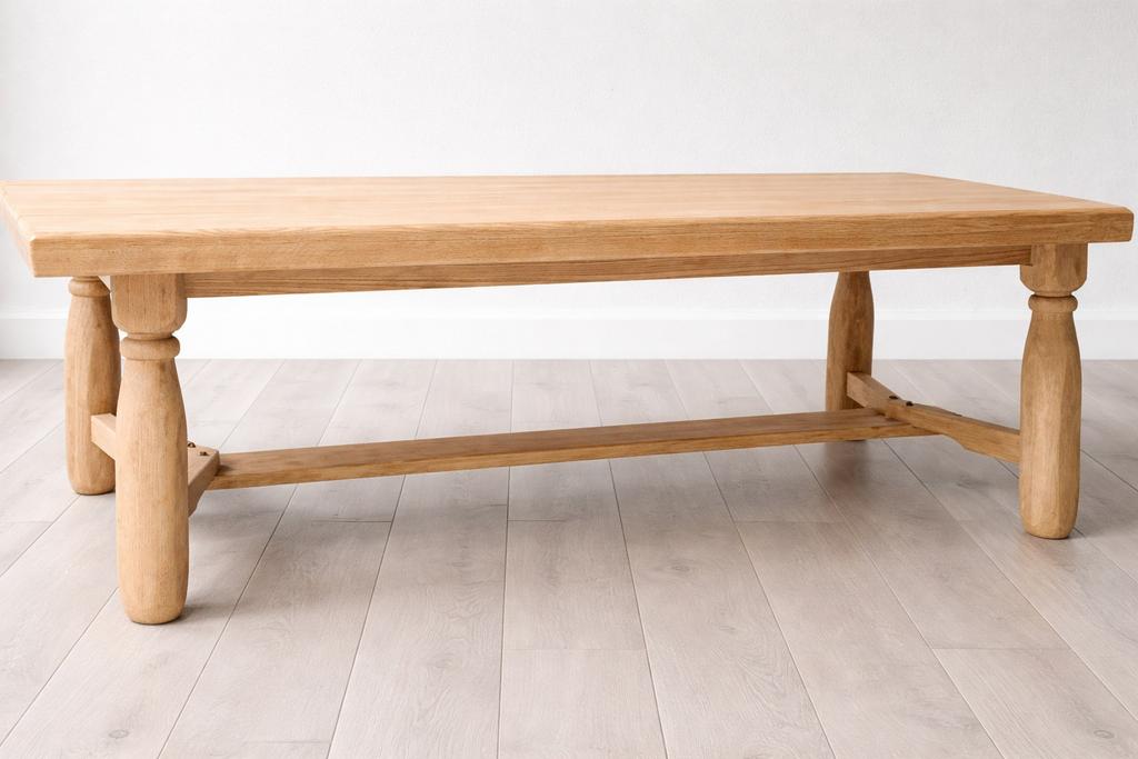 Massief eiken tafel geluchtgomd, Ophalen, Eikenhout, 200 cm of meer, 50 tot 100 cm