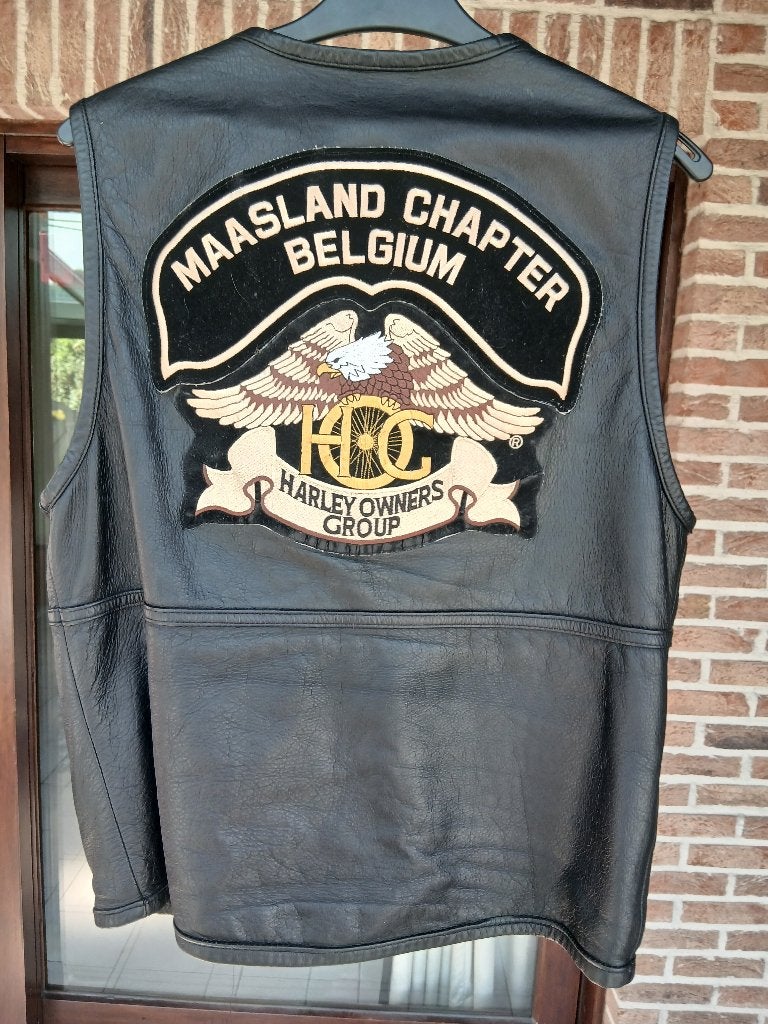harley davidson & lederen vest & maat M, Motoren, Particulier