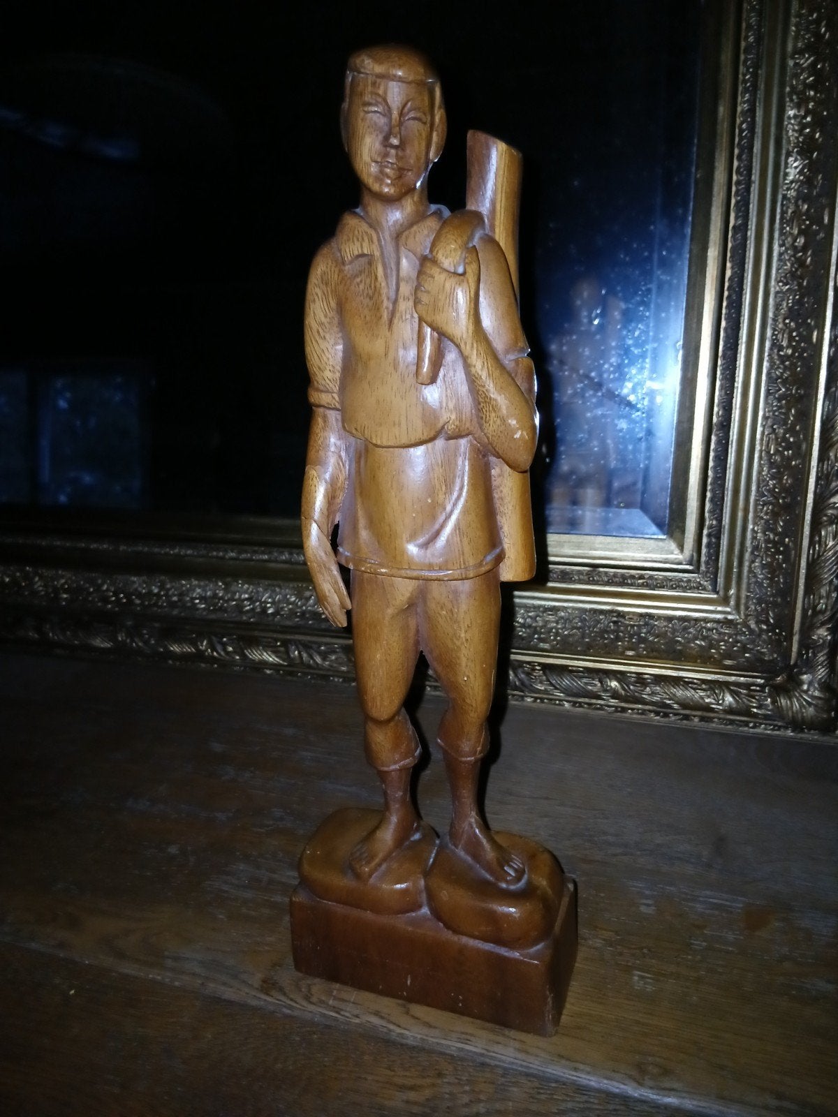 Prachtig vintage handgesneden houten beeld (man/arbeider) –, Ophalen, Hout, Beeld, Man