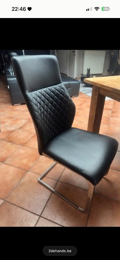 4 lederen eetkamerstoelen, Enlèvement, Utilisé, Modern, Cuir