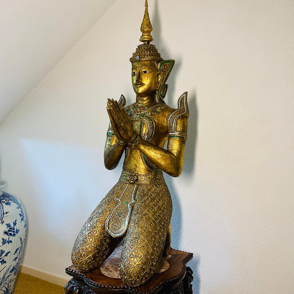 Tempelwachter vergulde Boeddha Boeddhabeeld Buddha 94cm hoog, Ophalen, Zo goed als nieuw