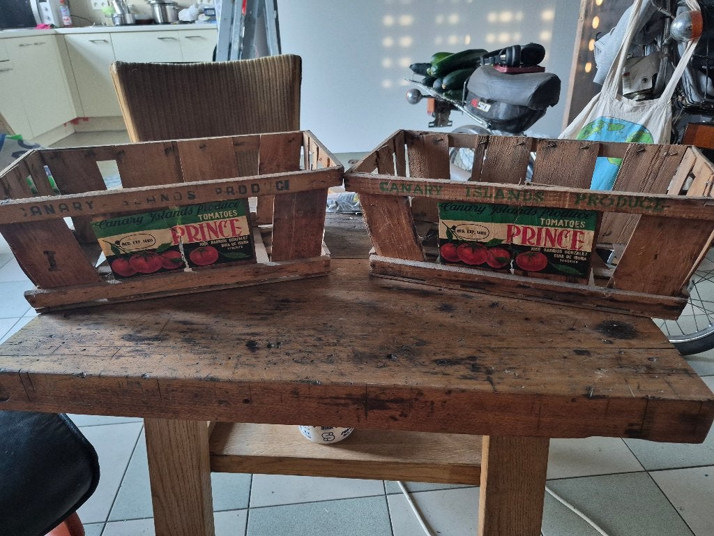 authentieke vintage houten tomatenkistjes –, Ophalen of Verzenden