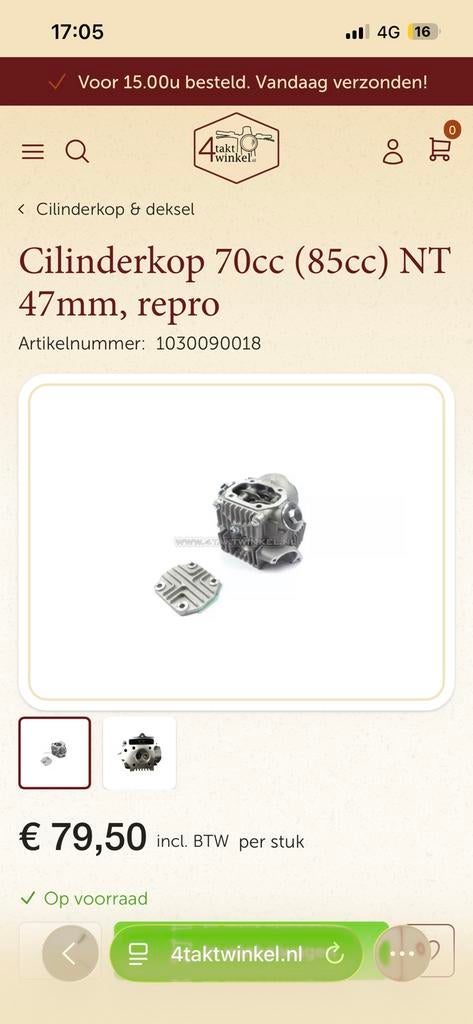 70 cc cilinderkop dax, Enlèvement, Comme neuf