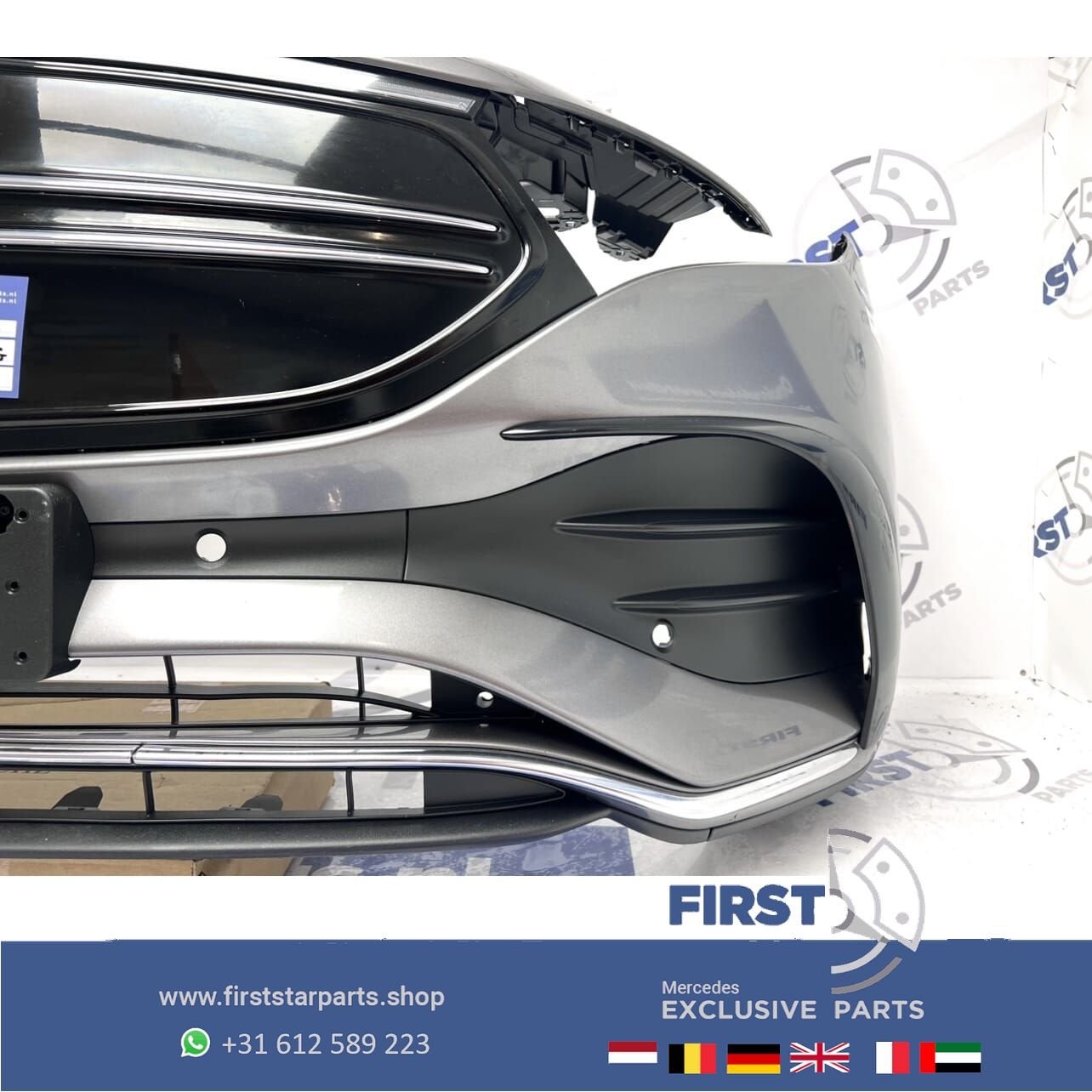 2023 H243 EQA AMG LINE VOORBUMPER GRIJS COMPLEET + GRIL ORIG, Gebruikt, -, Voor, Ophalen of Verzenden