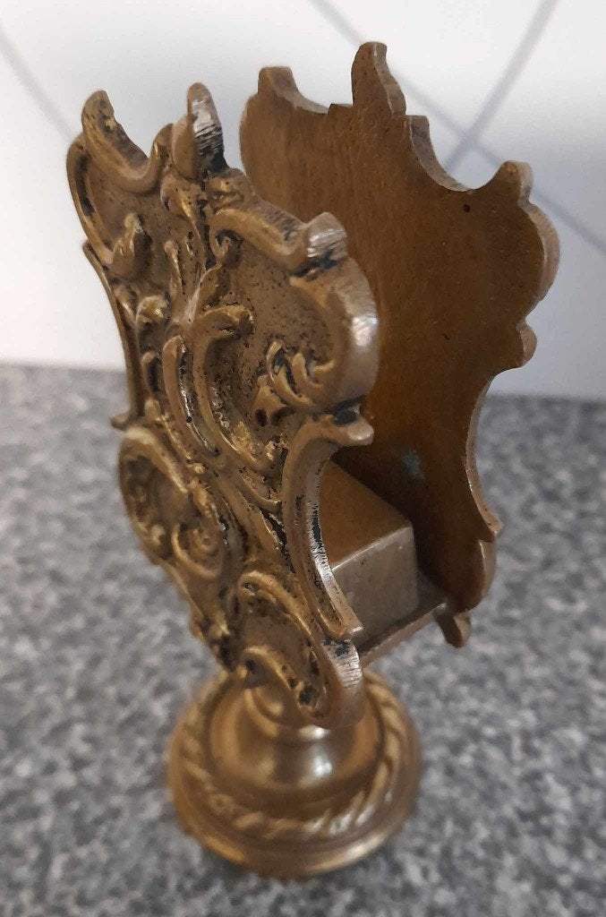 Antieke koperen houder voor luciferdoosjes., Antiek en Kunst, Ophalen of Verzenden