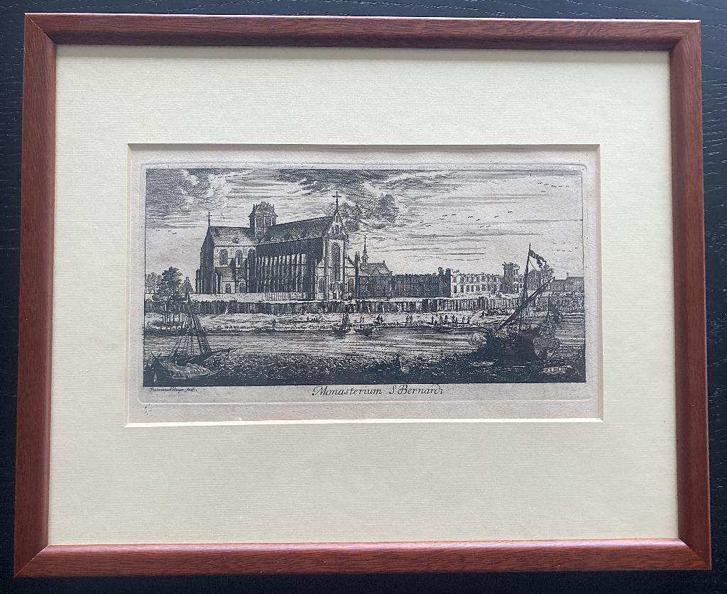 Gravure parfaitement encadrée : Abb. Saint-Bernard, Hemiksem, 26 cm, Enlèvement ou Envoi, 1600 - 1699, Gravure