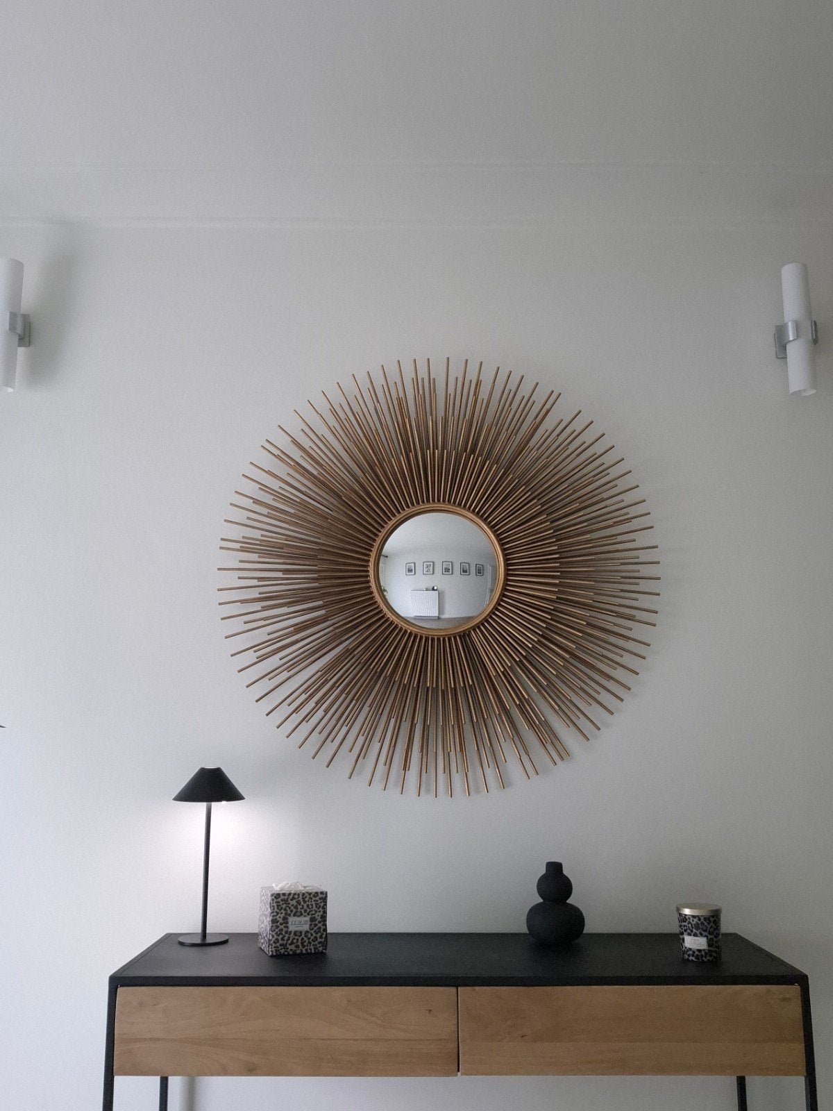 Zonnespiegel met centraal bol glas, Ophalen