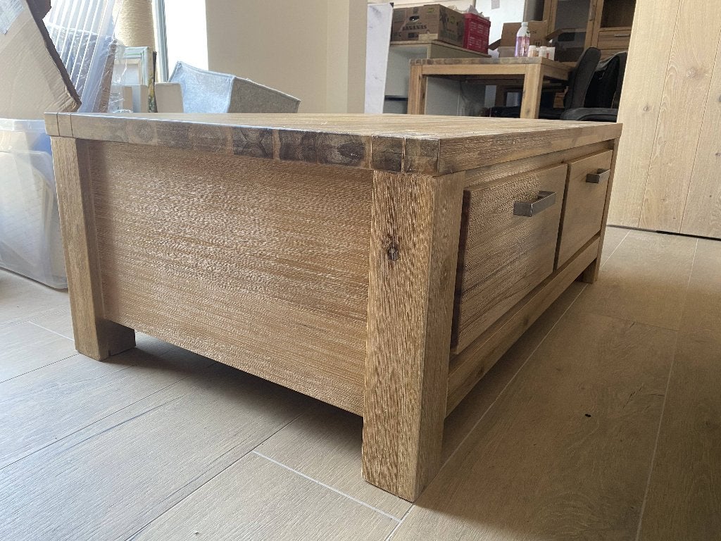 Salontafeltje Acacia massief hout (120x75x45), Ophalen, 50 tot 100 cm, Zo goed als nieuw, 150 tot 200 cm