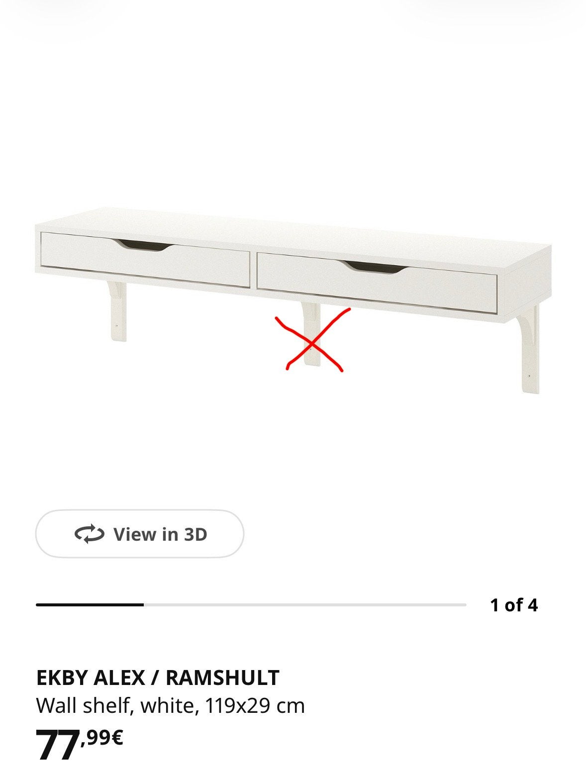 Étagère EKBY 119*29cm, Maison & Meubles, Enlèvement, Utilisé, Étagère