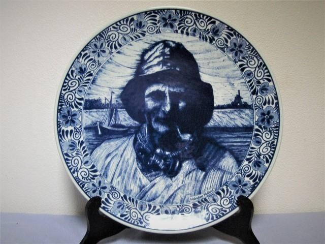 Delfts Blauwe Platter—Chemkefa—Volendam Holland-serie., Antiek en Kunst, Ophalen of Verzenden