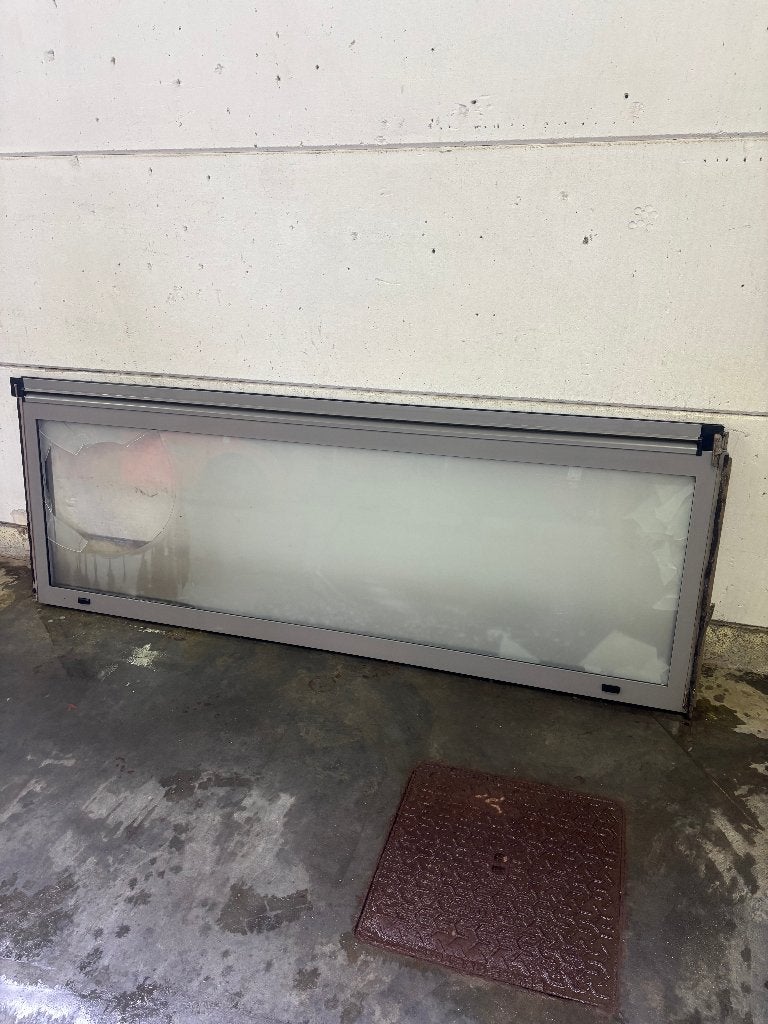 Vast aluminium raam 206,5 x 74 cm – dubbel glas, Ophalen, Gevelraam of Ruit, Gebruikt, Minder dan 80 cm