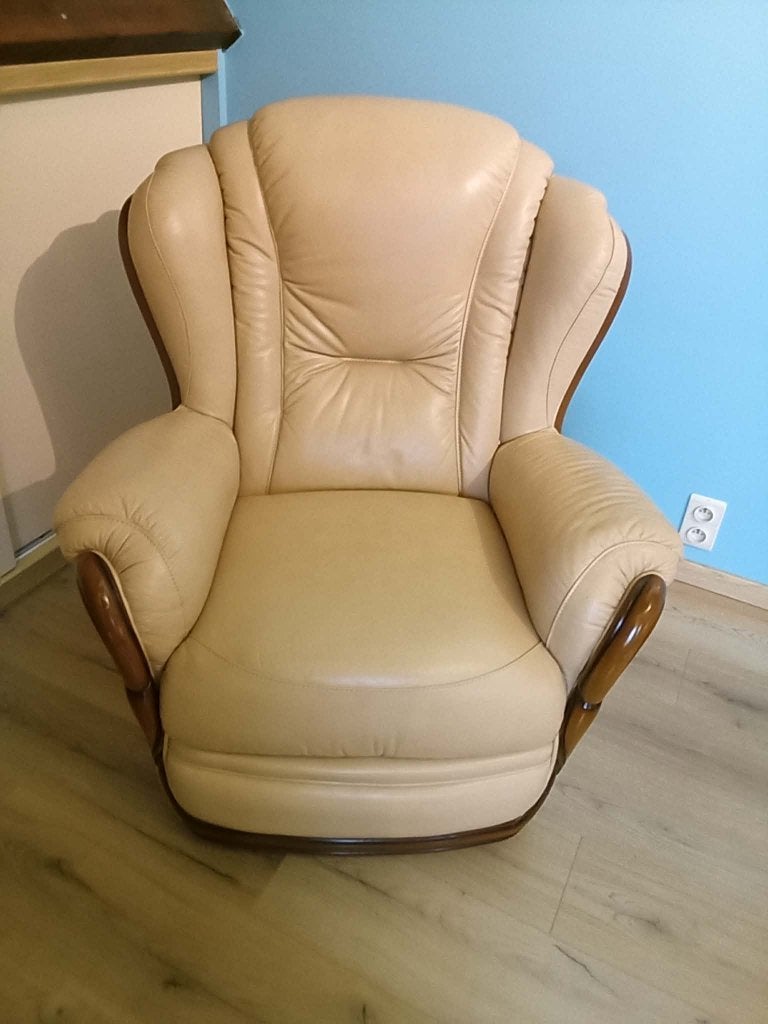 fauteuil en cuir 1 personne, Enlèvement, Bois