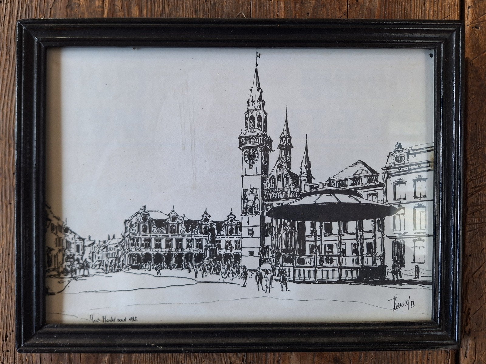 tekening grote markt Aalst Herwig 88, Ophalen of Verzenden
